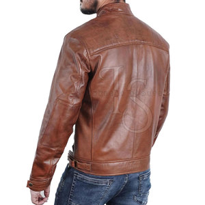 Top Selling Men's Leather Jacket Canvas <b>Stand</b> Collar Front Logo Custom Color Waterproof Winter Jacket - Product Image 2