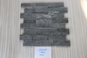 Paneles de Revestimiento de Pizarra Natural de Alta Presión, en Forma de Bloque, para Interiores y Exteriores, con Brillo Plateado y Detalles Negros - Product Image 4