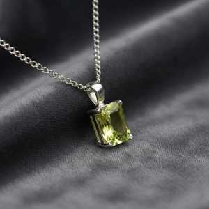 Colgante de Citrino Verde Natural, Plata de Ley 925, Chapado en Oro de 14K, Delicado, Piedra de Nacimiento, Joyería con Gema Amarilla Verde - Product Image 6
