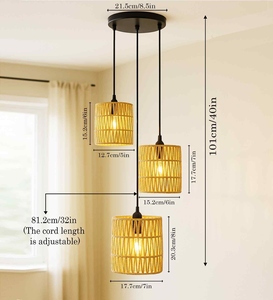 Wholesale rope <b>pendant</b> <b>light</b> custom multi head hanging lamp manufacturer offers bulk jute <b>3</b> <b>light</b> cluster ceiling fixture - Product Image 4