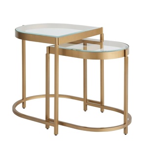 Table gigogne minimaliste en métal avec plateau en verre, finition élégante, mobilier de salon contemporain, design durable - Product Image 3
