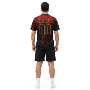 Unisex Custom Soccer Jersey Set Black Red Sublimated Team Name Number 00 Quick Dry <b>Mesh</b> <b>Short</b> Sleeve Polyester Uniforms for - Product Image 6