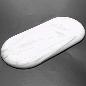 Modern White Marble Oval Serving Tray with Raised Edge Organizer for <b>Coffee</b> <b>Table</b> Kitchen Countertop and Vanity Disp - Product Image 2