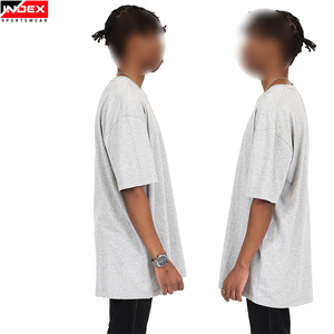 Camiseta de Manga Corta Oversize para Hombre INDEX, Color Gris, Cuello Redondo, Informal, de Algodón Jersey, Corte Sólido, Largo Extendido - Product Image 4