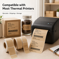 Kraft-Thermoetiketten-Rolle Umweltfreundliche Braune Papieraufkleber für Thermodrucker Kleinunternehmen Handgemachte Verpackung Individuelles Logo