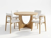 Table basse moderne ronde en bois de caoutchouc avec 4 chaises, design décoratif, garantie 1 an, mobilier de salon 4 places