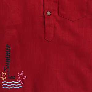 Polka Tots Media Manga Corta Kurta Summer Time Print-Rojo - Product Image 2
