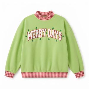 Unisex Applique Number 25 <b>Christmas</b> <b>Sweatshirt</b> With Plaid Double Layer Collar Cuffs - Product Image 3
