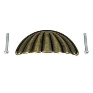 Poignée de meuble vintage en métal en forme de coquille, finition laiton antique, pour tiroir - Product Image 6