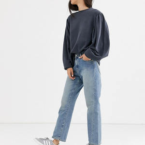 Sweat-shirt surdimensionné personnalisé à col rond pour femme, 100 % coton molletonné, ourlet profond, pull vintage, sweat-shirt d'hiver vierge, vente en gros OEM - Product Image 3