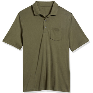 Polo à manches courtes pour homme, vert olive, avec poche poitrine, style décontracté, tissu Oxford en coton, respirant, coupe classique - Product Image 3