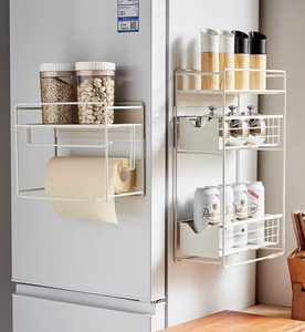 Estante Magnético Metálico de Tres Niveles para Refrigerador, Almacenamiento Lateral para el Hogar, Soporte Magnético de Pared sin Taladro para Rollo de Plástico Adherente - Product Image 3