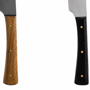 Cuchillos de Cocina Plateados y Negros con Mangos de Madera Marrón y Remaches Negros para Cortar Carne y Preparar Alimentos Diariamente - Product Image 4