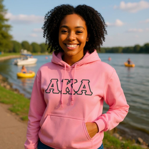 Letters Hooded Sweatshirt Premium Fleece Pullover <b>Hoodie</b> Custom Greek Sorority Apparel Women Casual <b>Hoodie</b> Light <b>Pink</b> - Product Image 6