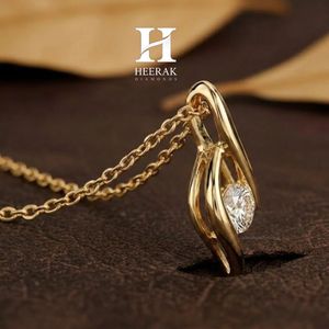 Elegante Collar con Colgante de Diamante Solitario en Espiral, Chapado en Oro de 14k, Colgante Moderno Trenzado para Mujer, Joyería Fina Minimalista - Product Image 5