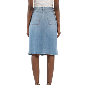 Mini-jupe 100 % coton denim pour femme, coupe décontractée, taille naturelle, écologique, pour usage quotidien, avec options de tailles personnalisées - Product Image 2