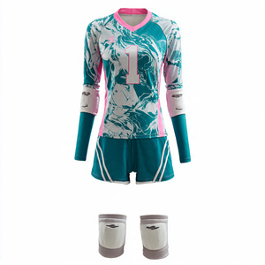 Ensemble d'uniformes de volley-ball pour hommes, maillot sans manches et short imprimés par sublimation, genouillères, évacuation de l'humidité, séchage rapide, style ajusté, devant - Product Image 6