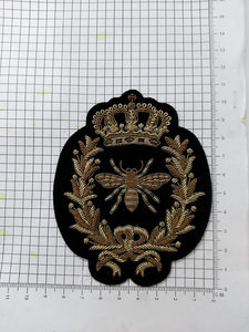Custom Made Royal Crown Hand Embroidered Bullion Wire Badges Totally Hand Made Twill Fabric Embroidery Badges for Sale - Product Image 3