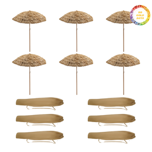 Sombrilla de palma duradera hecha a mano con forma de hoja, parasol con estructura resistente, sombrilla para exteriores para patio y playa - Product Image 2