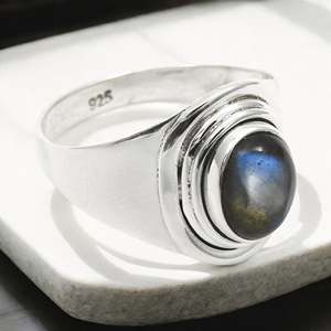 Oval Cut Natural Labradorite Gemstone <b>Ring</b> <b>Crafted</b> From 925 Solid Sterling Silver Fine Bezel Set Gemstone Handmade Boho <b>Ring</b> - Product Image 4