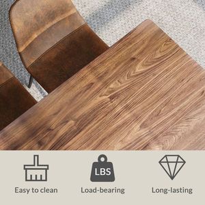 47\" Modern Minimalist Walnut-Colored MDF Dining <b>Table</b> with Metal Legs <b>Small</b> Sized Computer & Office Desk for <b>Kitchen</b> Use - Product Image 3