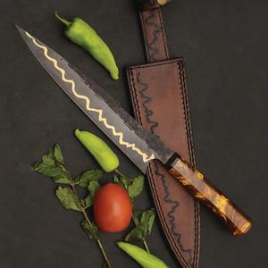 Cuchillo de Chef de Acero al Carbono de 13 Pulgadas Hecho a Mano por Ahmad Fabric, con Funda de Cuero y Mango Elegante Personalizable - Product Image 4