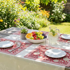 Rose Garden Handcrafted Table Mat 6 Piece Set | Floral Cotton Dining Placemats Reusable | Eco Friendly Home Kitchen Decor - Product Image 5