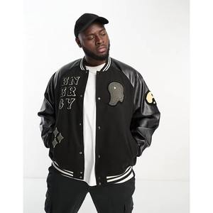 Veste de baseball universitaire personnalisée pour hommes, corps en laine, manches en cuir, style Letterman, streetwear, fabricant OEM - Product Image 4