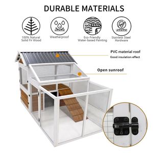 Poulailler et enclos à lapins en bois de 77 pouces pour l'extérieur, avec nichoir en PVC imperméable, jaune - Product Image 3