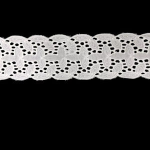 Ribete de encaje bordado de algodón blanco de primera calidad, borde floral calado, encaje de algodón festoneado para vestidos y costura artesanal - Product Image 4