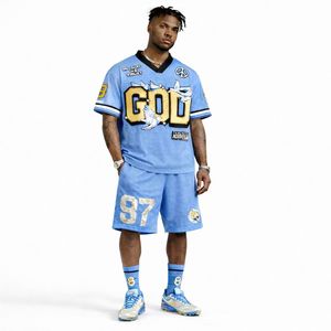Ensemble maillot et short de football américain respirant en polyester 100 % – Tenue de sport personnalisable - Product Image 1