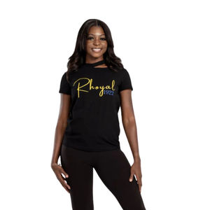Camiseta Rhoyal con cuello dividido, ropa de la hermandad SGRho 1922, para mujer, de algodón negro, elegante, a la moda, estilo griego, herencia, ropa informal - Product Image 6