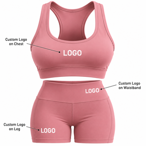 Conjunto de Yoga de 2 Piezas para Mujer, Sujetador Deportivo con Espalda Cruzada, Leggings de Cintura Media y Largo Completo, Color Rosa Polvoriento, Ecológico, Transpirable, Ropa de Gimnasio - Product Image 1