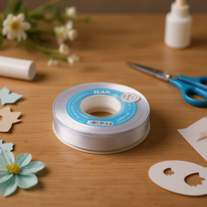 Nastro in raso Iln 2,5 cm x 25 iarde colore argento per artigianato e decorazioni - Product Image 2