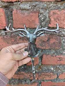 <b>Cast</b> Iron Deer Head Wall Hook Antique Metal Stag Antler Coat Hanger Decorative Animal Wall Mounted Hook for Home Hotel Decor - Product Image 6