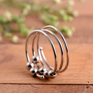 Anti Anxiety Unisex Adjustable <b>Fidget</b> <b>Spinner</b> <b>Ring</b> with Rotating Beads Stress Relief Jewelry Meditation Relax 925 Silver Luxury - Product Image 3