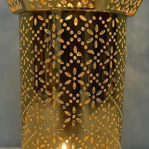 Metal LED <b>Lantern</b> Decorative Hollow Wind <b>Lamp</b> Battery Operated Traditional Patterned Atmosphere Decor 3 Sizes - Product Image 5