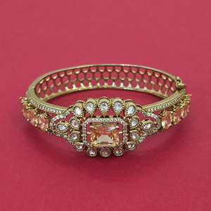 Kanhai Jewels Women's Openable Charm <b>Bangle</b> Zircon Brass <b>Copper</b> Alloy Mehndi Plating Peace Design 15g Lead Free Model 353338 - Product Image 4