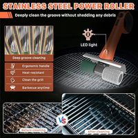 Brosse de nettoyage pour barbecue sans fil rechargeable avec 3 têtes de brosse, lumière LED et grattoir pour barbecue électrique