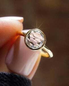 Anillo de Diamante Premium con Corte Rosa de 1.00CT, Cultivado en Laboratorio, con Oro Amarillo de 14K, Anillo de Compromiso o Promesa, Regalo para Enamorados - Product Image 1