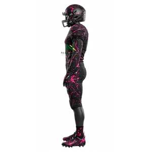 Uniforme de Fútbol Americano para Hombre NEXTEX con Diseño de Salpicaduras de Pintura, Jersey y Pantalones Negros y Rosa Neón, Conjunto Sublimado - Product Image 6