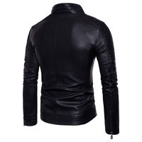 Blouson en cuir véritable pour homme, style vintage, col montant, pour motard, écologique, avec logo sur le devant, idéal pour l'hiver, prix abordable