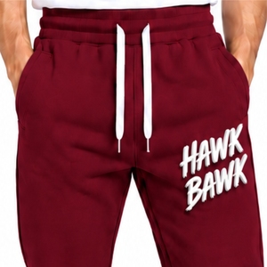 Pantalon décontracté pour homme style jogger coupe décontractée avec cordon de serrage, imprimé lettres sur la jambe droite, en coton, pour l'automne - Product Image 4