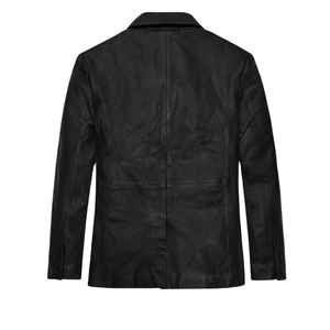 เสื้อเบลเซอร์หนังแท้สีดำสำหรับผู้ชาย แบรนด์ Leather Cult กระดุมเดี่ยว ปกเสื้อพับได้ สไตล์สมาร์ทแคชชวล - Product Image 2
