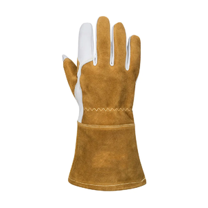Gants de soudage TIG personnalisés avec un design de pouce droit, couleur marron et blanc, doublure en coton pour la protection lors du soudage à l'arc. - Product Image 3