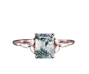 <b>Moss</b> <b>Agate</b> Gemstone Unique Design Solid 925 Sterling Silver Custom Jewelry <b>Ring</b> Women Wedding Engagement Anniversary Band - Product Image 1