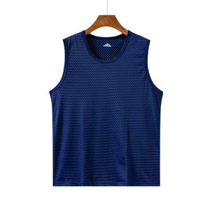 Camiseta sin mangas de poliéster 100% transpirable de malla de secado rápido para gimnasio y fitness para hombre, chaleco de tela tejida de 180 g para deportes al aire libre al por mayor - Product Image 3