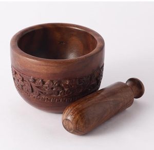 Ensemble mortier et pilon en bois d'acacia avec gravure Nakashi, ustensiles de cuisine traditionnels Khalbatta Okhli Musal Imam Dasta - Product Image 4