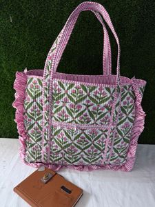 Sac fourre-tout élégant en coton matelassé vintage avec fermeture éclair, fait main, imprimé, sac à bandoulière pour le bureau, l'université, le shopping et le quotidien - Product Image 4