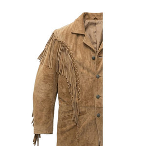 Solid Trader Soft Suede Fringe <b>Leather</b> <b>Jacket</b> Western Cowboy Tassel Style Durable Stitching High End Fashion Wear - Product Image 5